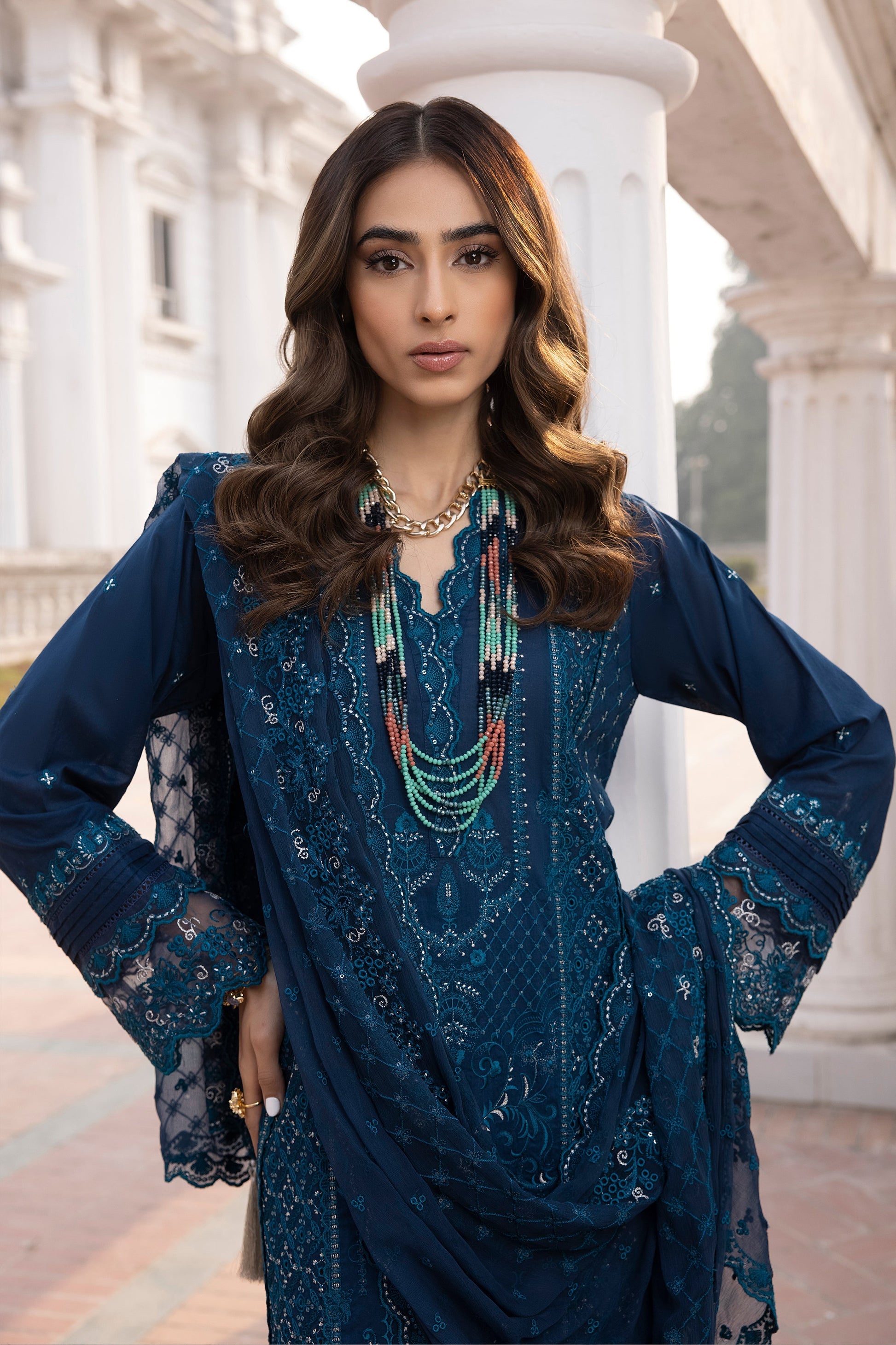 LSM | Spring Embroidered 24 | A-14 - by - Libasekhas UK - Registered Vendor of : LSM - 100% Original Designer Dresss