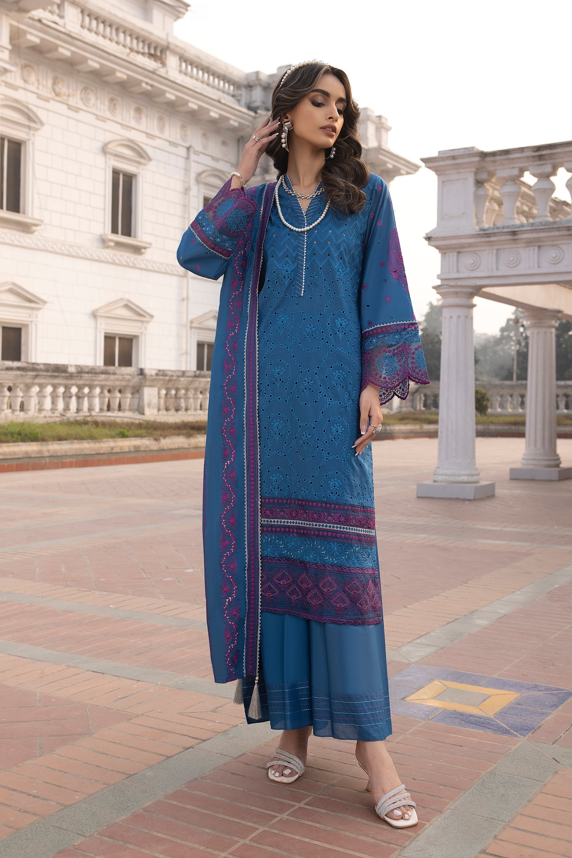 LSM | Spring Embroidered 24 | A-4 - by - Libasekhas UK - Registered Vendor of : LSM - 100% Original Designer Dresss