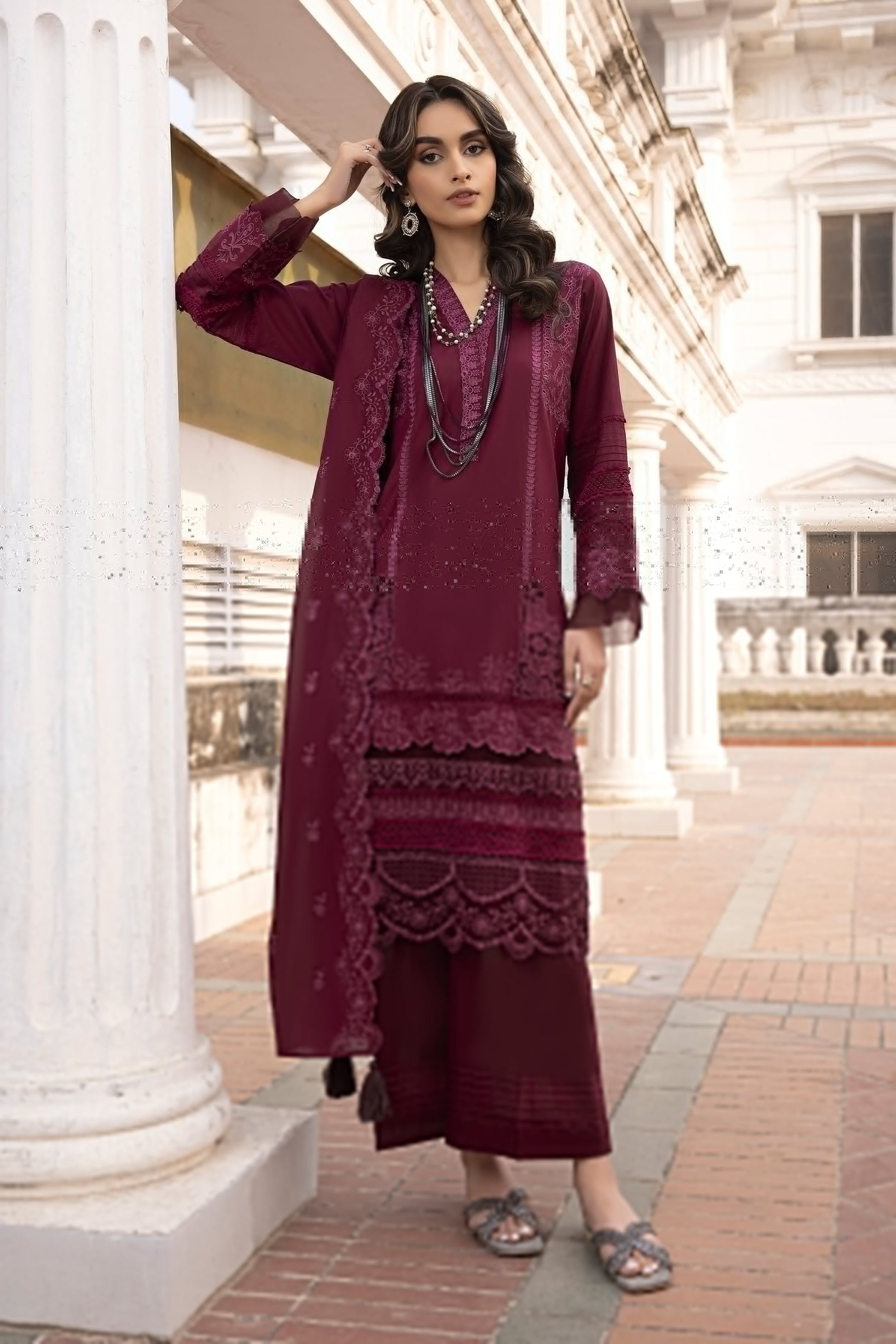 LSM | Spring Embroidered 24 | A-9 - by - Libasekhas UK - Registered Vendor of : LSM - 100% Original Designer Dresss
