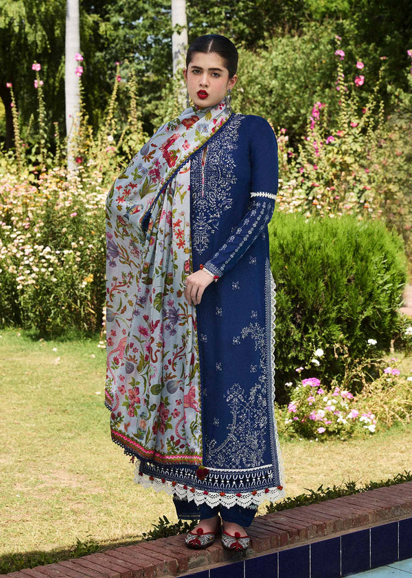 Hussain Rehar | SS Lawn 24 | Cyan - by - Libasekhas UK - Registered Vendor of : Hussain Rehar - 100% Original Designer Dresss