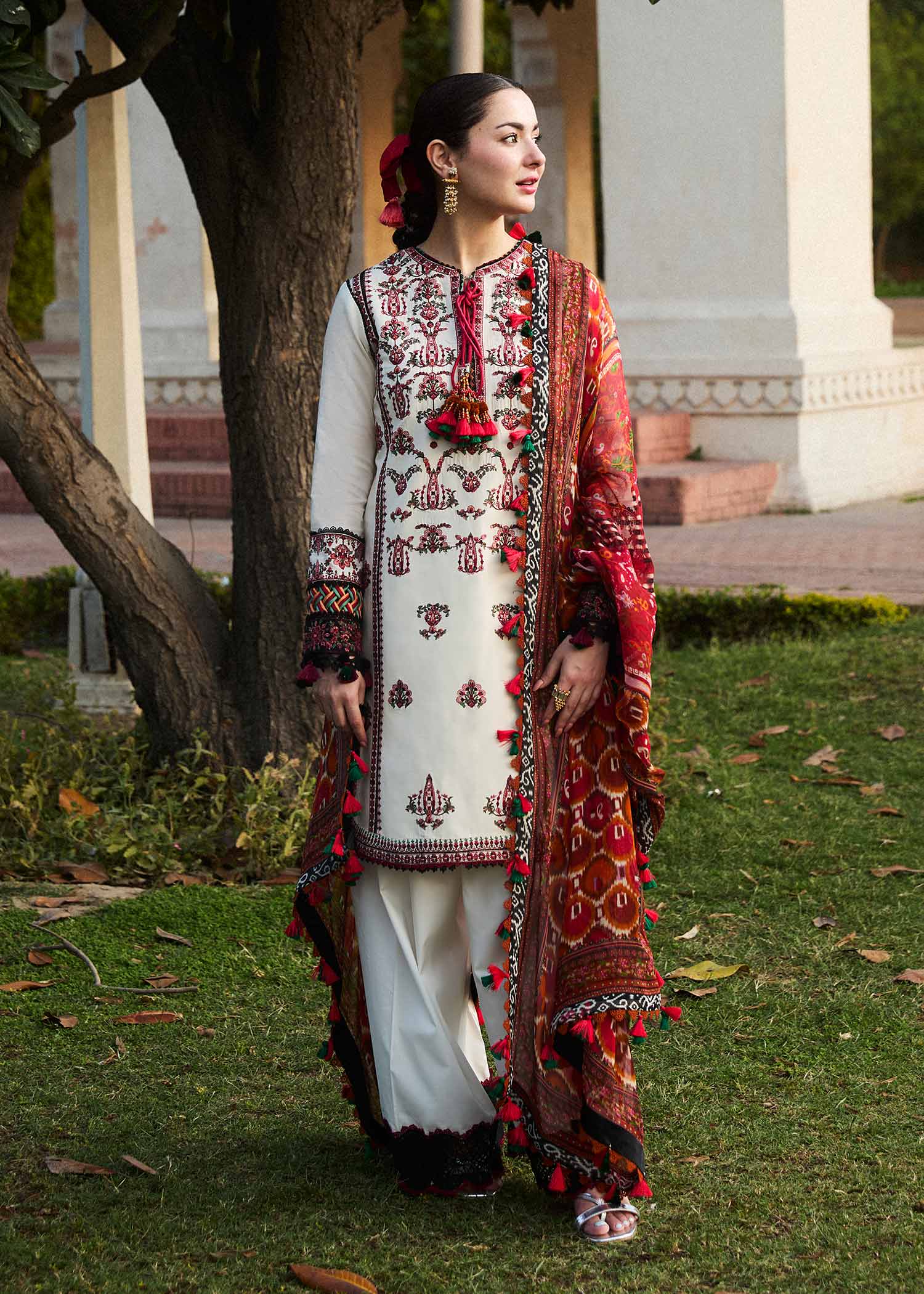 Hussain Rehar | SS Lawn 24 | Fawn - by - Libasekhas UK - Registered Vendor of : Hussain Rehar - 100% Original Designer Dresss
