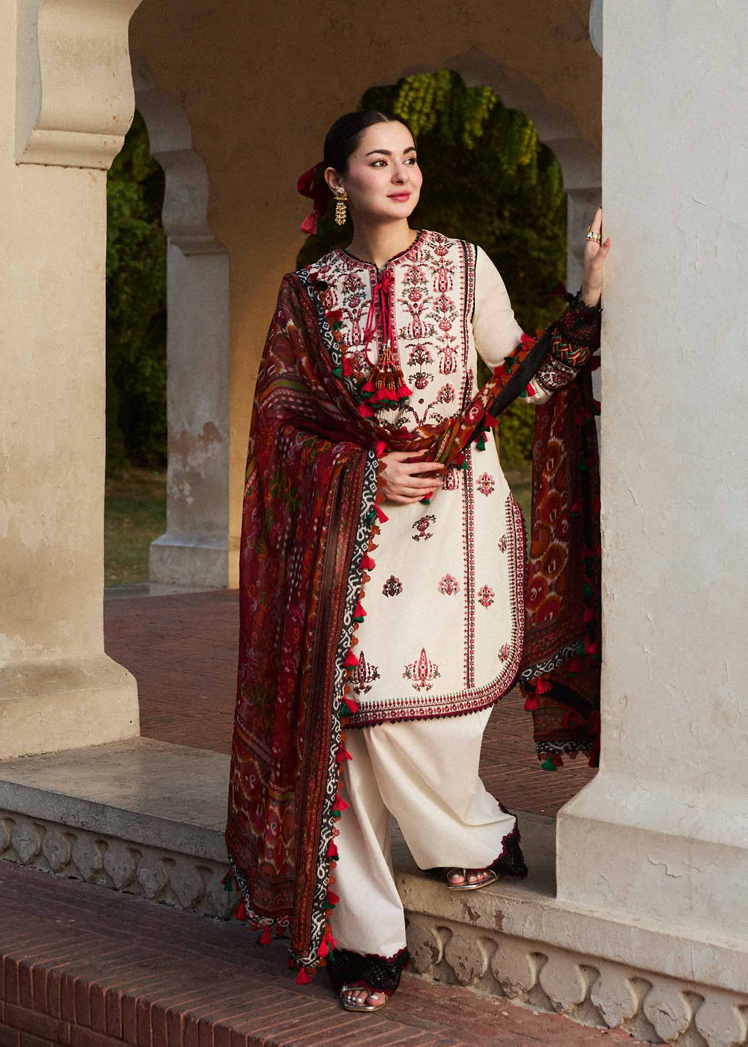 Hussain Rehar | SS Lawn 24 | Fawn - by - Libasekhas UK - Registered Vendor of : Hussain Rehar - 100% Original Designer Dresss