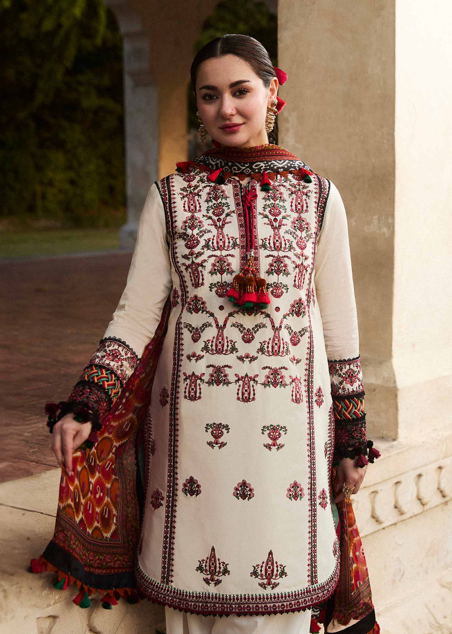 Hussain Rehar | SS Lawn 24 | Fawn - by - Libasekhas UK - Registered Vendor of : Hussain Rehar - 100% Original Designer Dresss