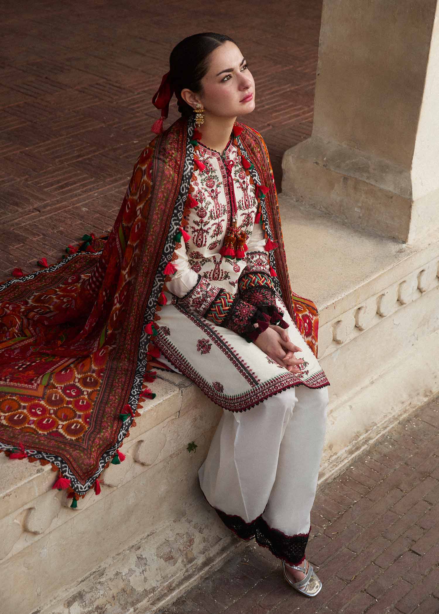 Hussain Rehar | SS Lawn 24 | Fawn - by - Libasekhas UK - Registered Vendor of : Hussain Rehar - 100% Original Designer Dresss