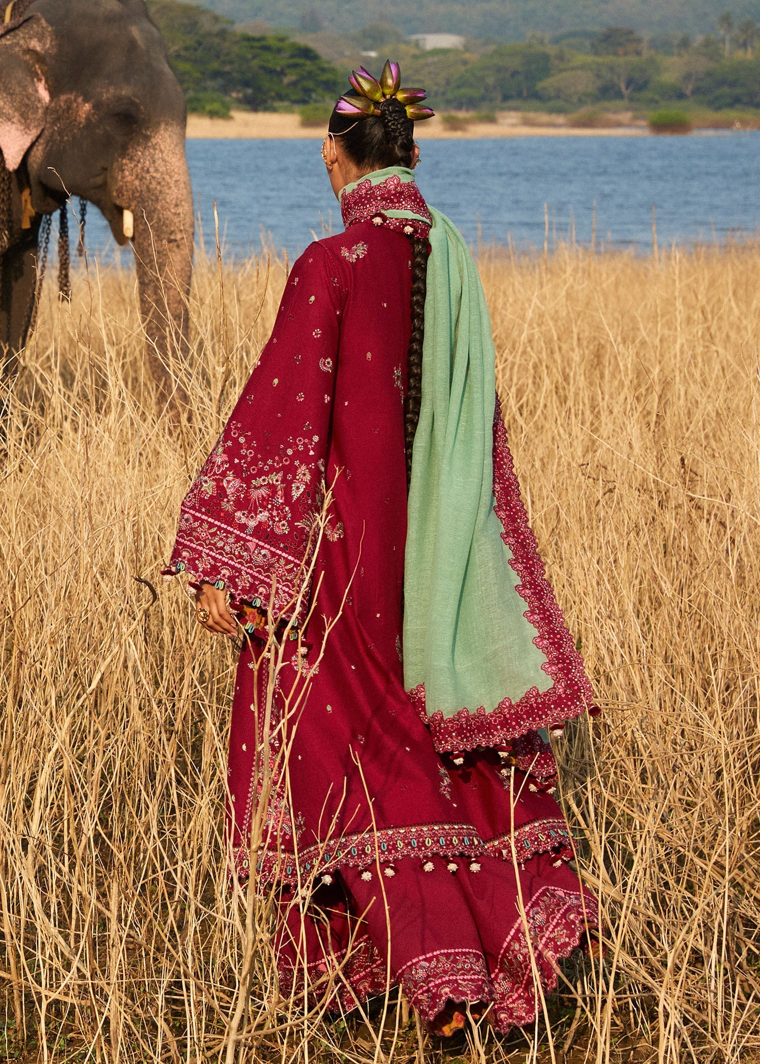 Hussain Rehar | Luxury Lawn 25 | Mahogany - by - Libasekhas UK - Registered Vendor of : Hussain Rehar - 100% Original Designer Dresss
