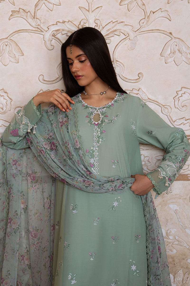 Cross Stitch | Eid Lawn Edit 25 | SAGE GRACE - by - Libasekhas UK - Registered Vendor of : Cross Stitch - 100% Original Designer Dresss