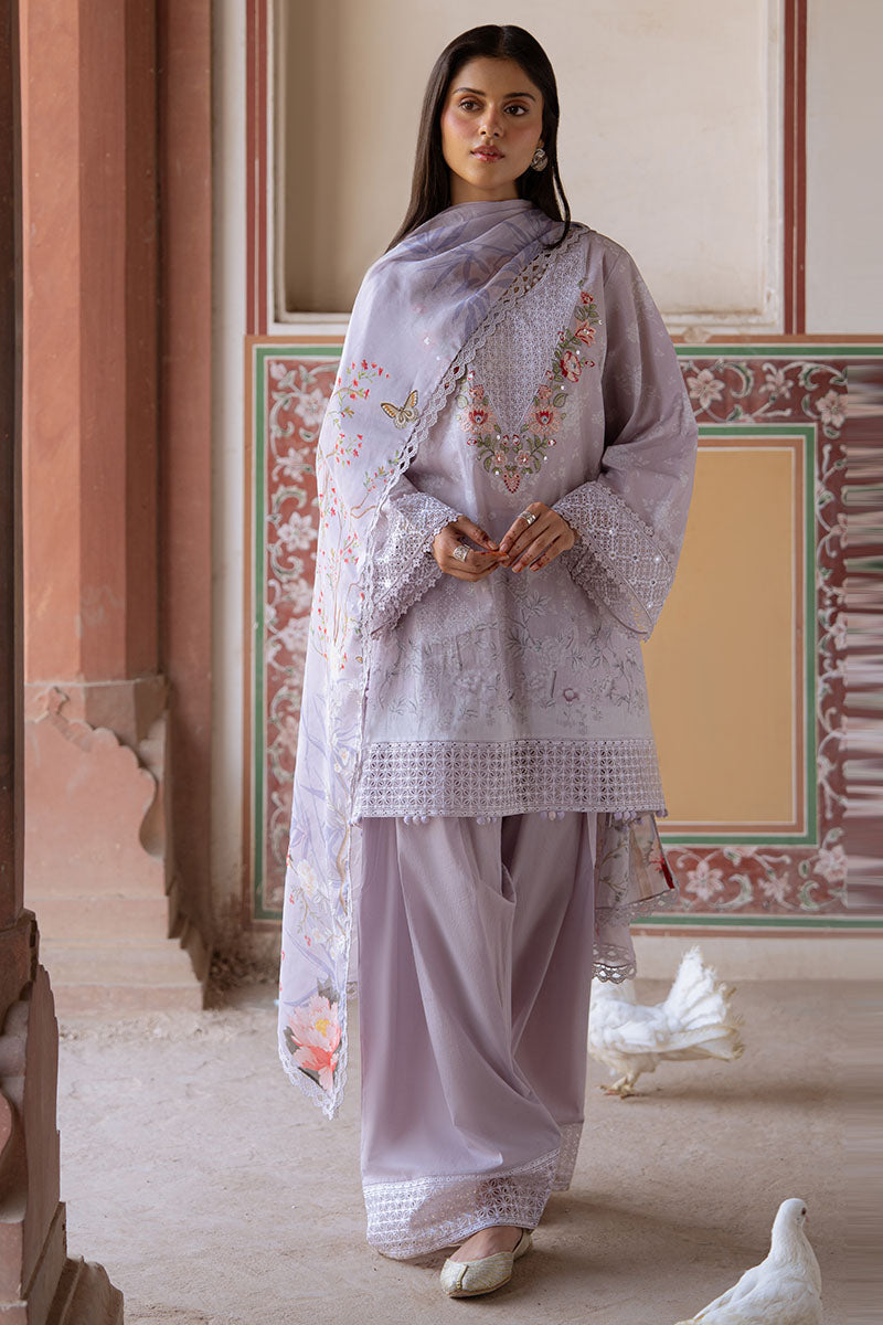 Cross Stitch | Eid Lawn Edit 25 | VIOLET POSY - by - Libasekhas UK - Registered Vendor of : Cross Stitch - 100% Original Designer Dresss