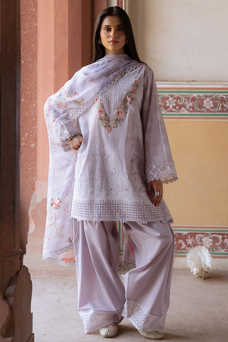 Cross Stitch | Eid Lawn Edit 25 | VIOLET POSY - by - Libasekhas UK - Registered Vendor of : Cross Stitch - 100% Original Designer Dresss