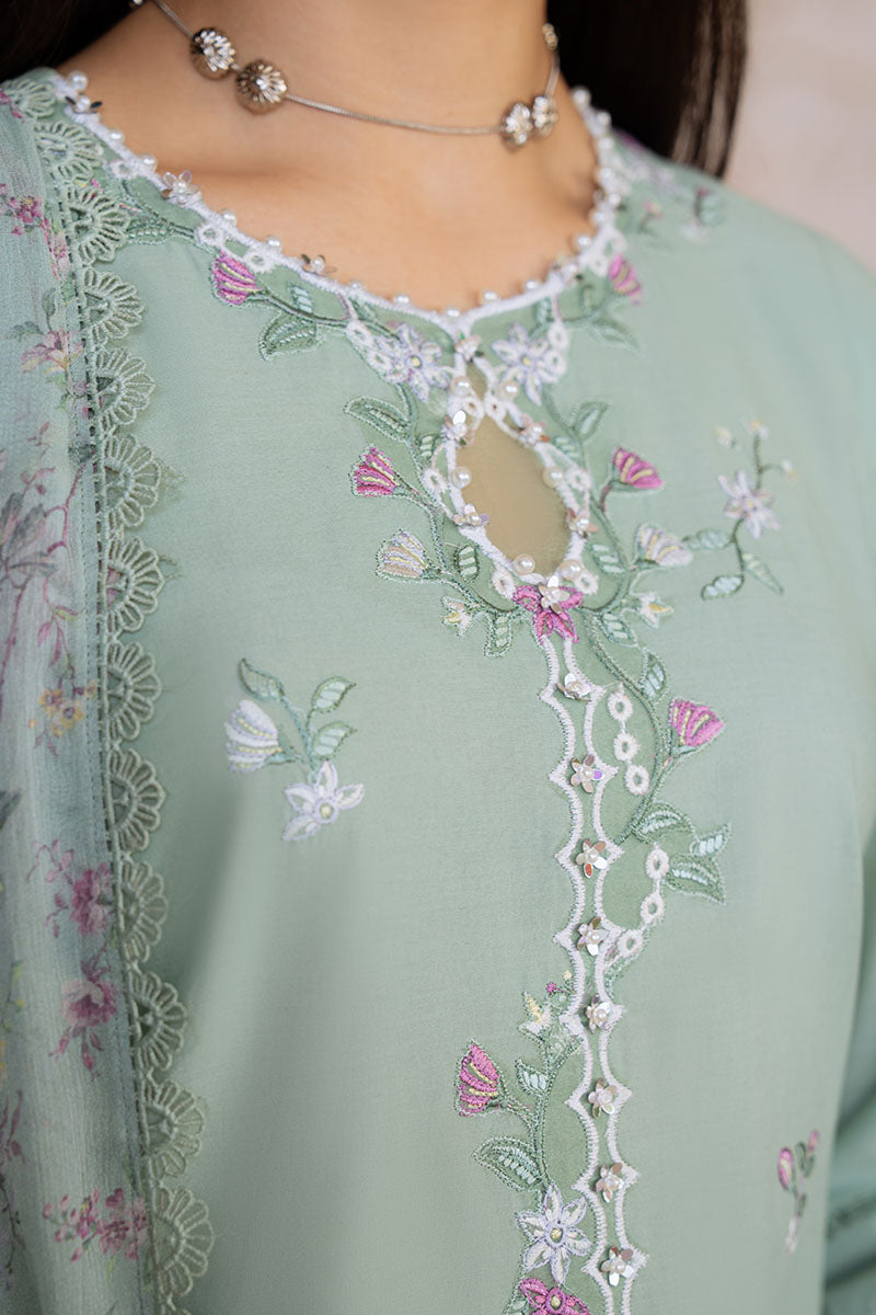 Cross Stitch | Eid Lawn Edit 25 | SAGE GRACE - by - Libasekhas UK - Registered Vendor of : Cross Stitch - 100% Original Designer Dresss