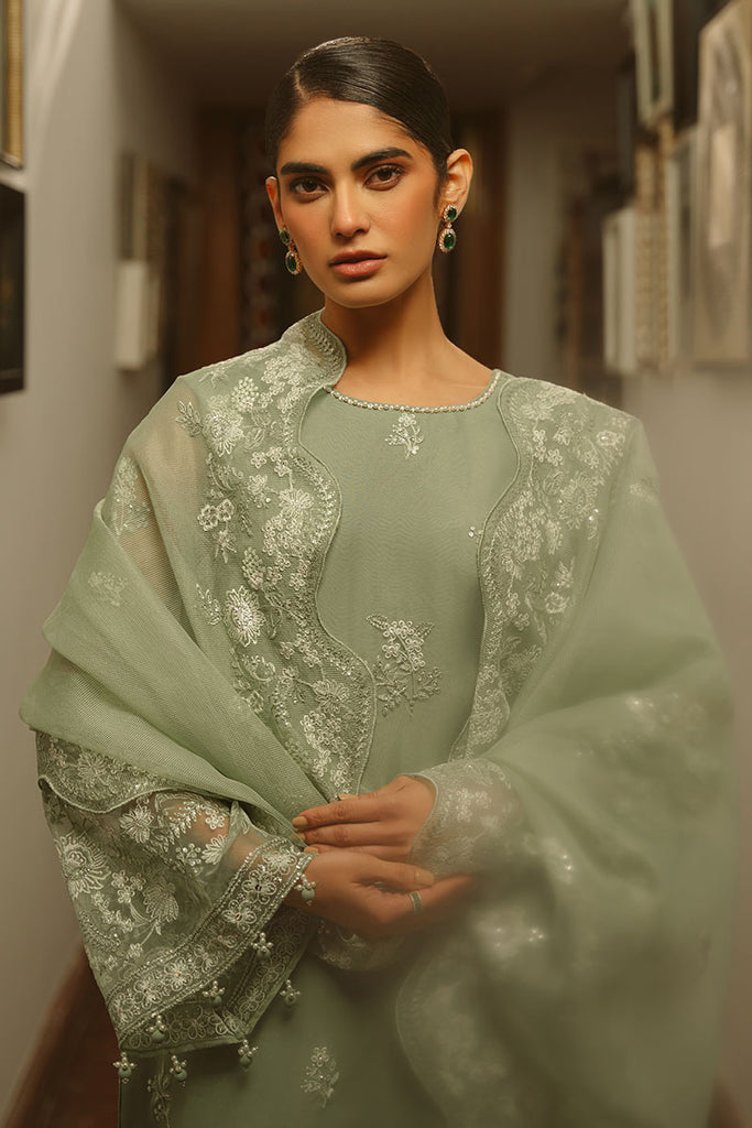 Cross Stitch | Luxe Atelier 25 | GREEN LILY - by - Libasekhas UK - Registered Vendor of : Cross Stitch - 100% Original Designer Dresss