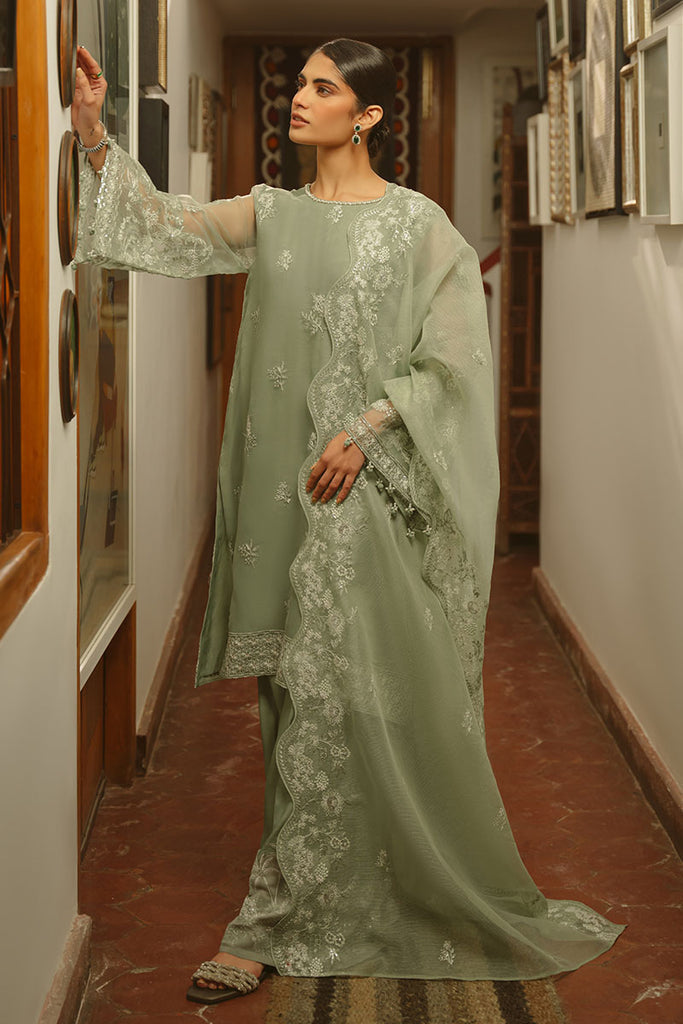 Cross Stitch | Luxe Atelier 25 | GREEN LILY - by - Libasekhas UK - Registered Vendor of : Cross Stitch - 100% Original Designer Dresss
