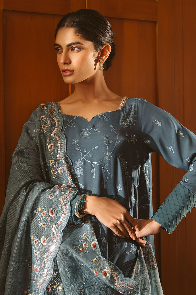 Cross Stitch | Luxe Atelier 25 | MAJESTIC TEAL - by - Libasekhas UK - Registered Vendor of : CROS - 100% Original Designer Dresss