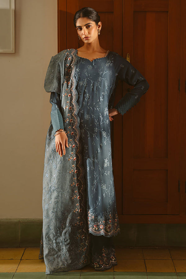 Cross Stitch | Luxe Atelier 25 | MAJESTIC TEAL - by - Libasekhas UK - Registered Vendor of : CROS - 100% Original Designer Dresss