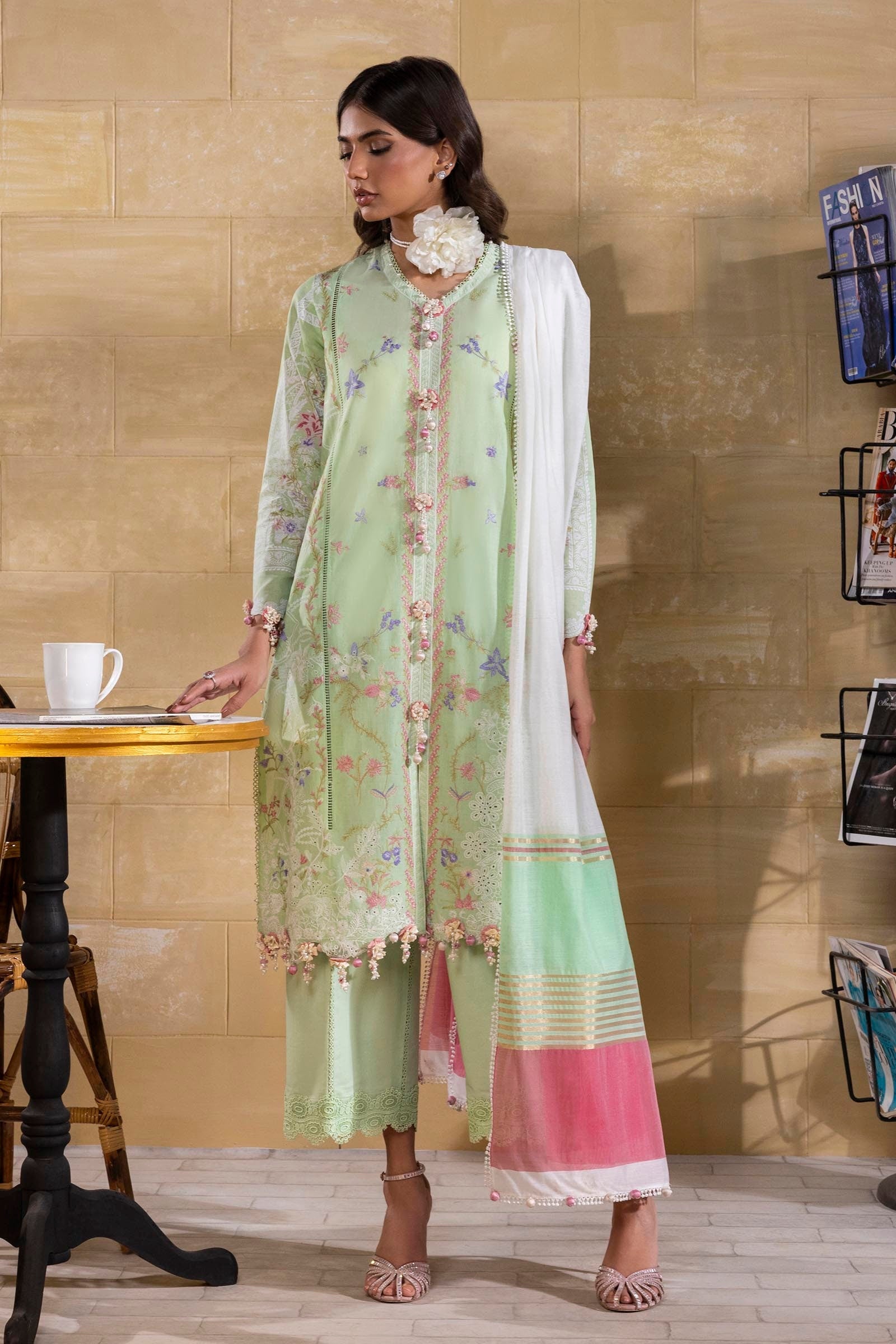 Sana Safinaz | Muzlin Spring 25 | M251-008A-3DG - Ladies Clothes -  Libasekhas