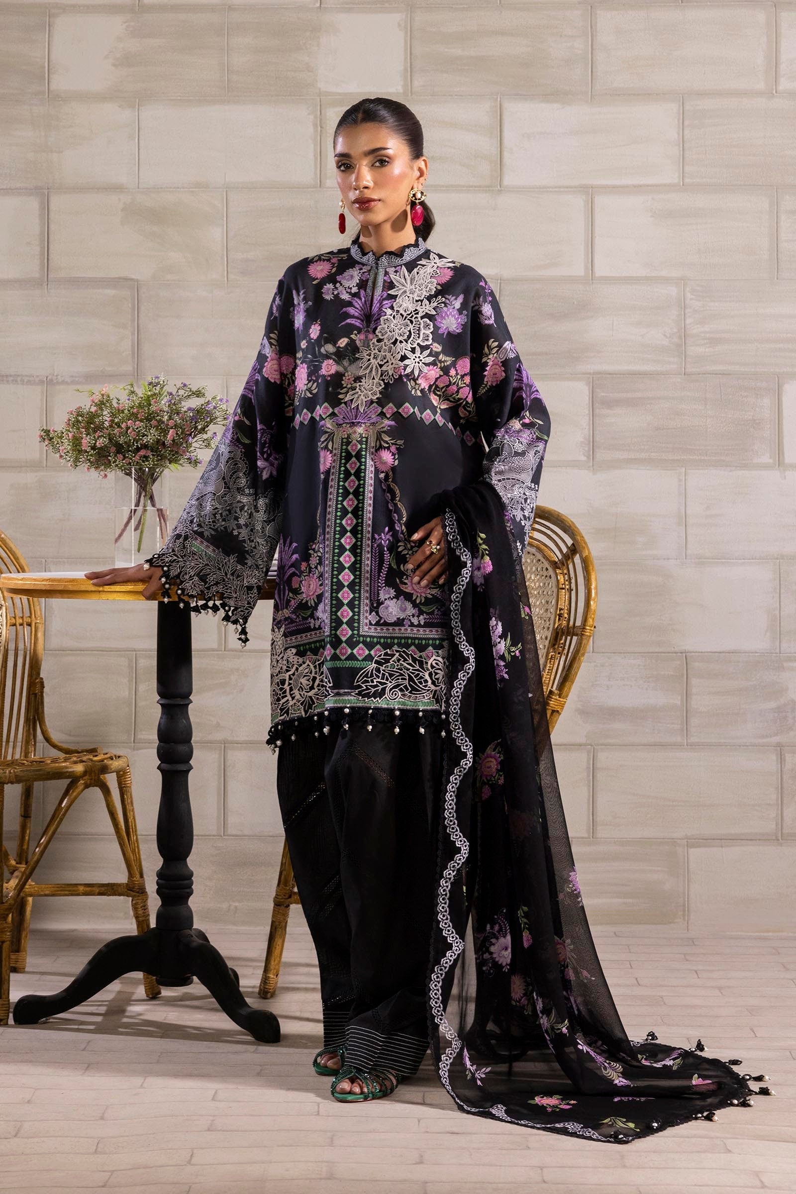 Sana Safinaz | Muzlin Spring 25 | M251-019B-3CS - by - Libasekhas UK - Registered Vendor of : Sana Safinaz - 100% Original Designer Dresss