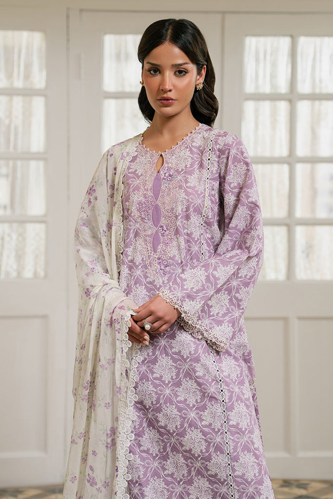 Cross Stitch | Emb Lawn Mahiri 26 | LAVENDER MUSE - by Libasekhas UK - Registered Vendor of : Cross Stitch - 100% Original Designer Dress