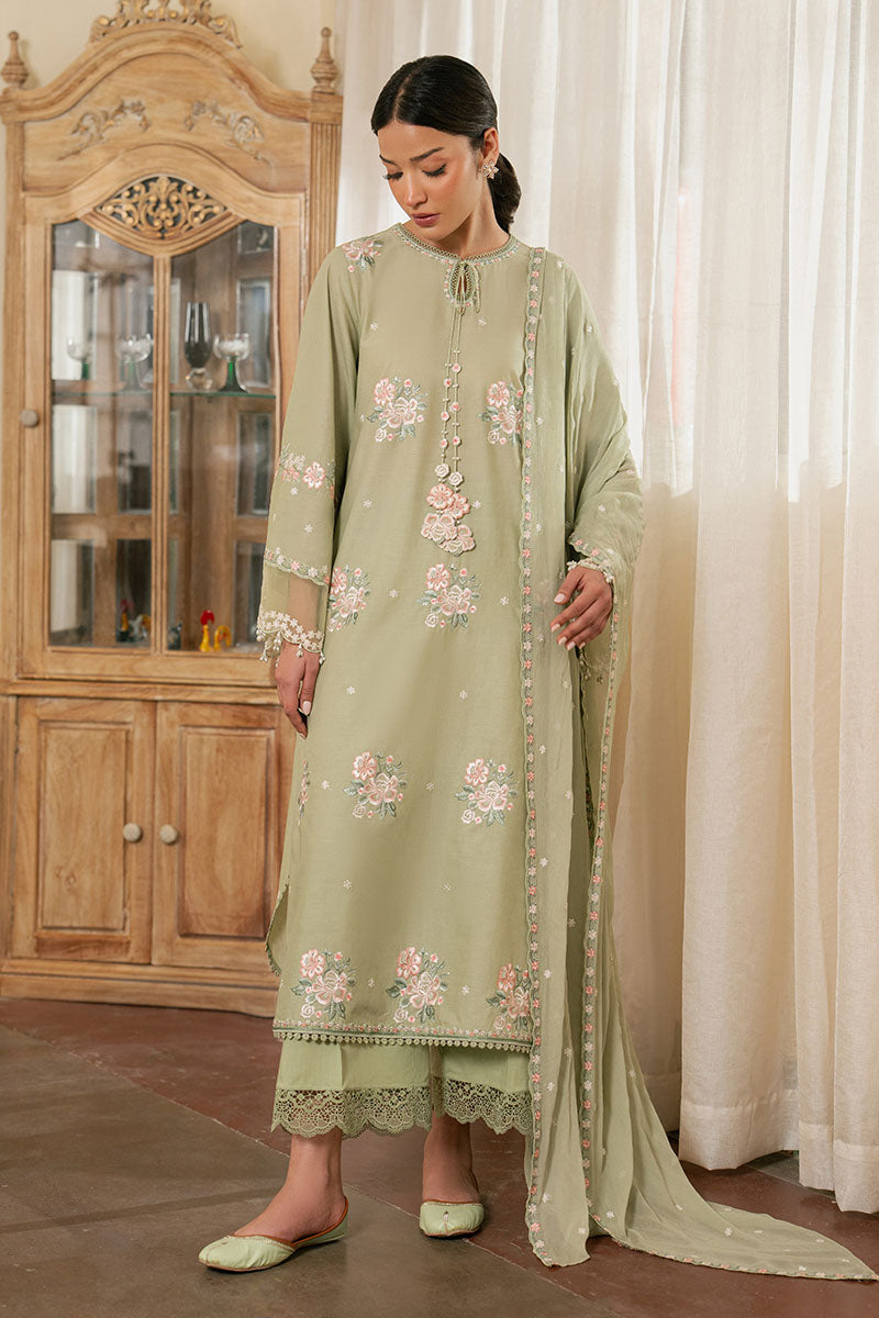 Cross Stitch | Emb Lawn Mahiri 26 | FLORAL HUSH - by Libasekhas UK - Registered Vendor of : Cross Stitch - 100% Original Designer Dress