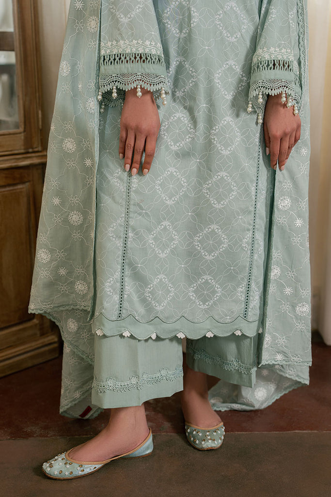 Cross Stitch | Emb Lawn Mahiri 26 | SAGE REVERIE - by Libasekhas UK - Registered Vendor of : Cross Stitch - 100% Original Designer Dress
