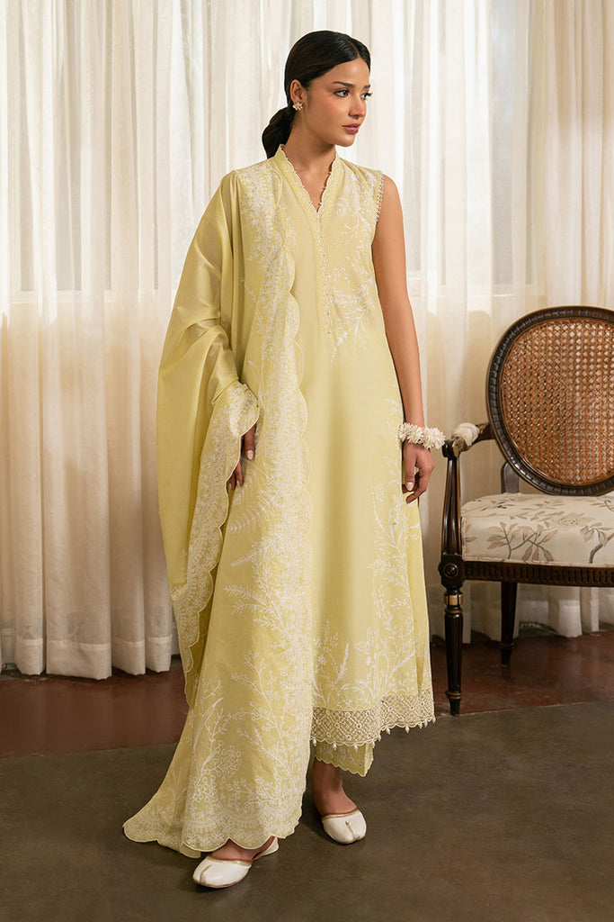 Cross Stitch | Emb Lawn Mahiri 26 | MELLOW GREEN - by Libasekhas UK - Registered Vendor of : Cross Stitch - 100% Original Designer Dress