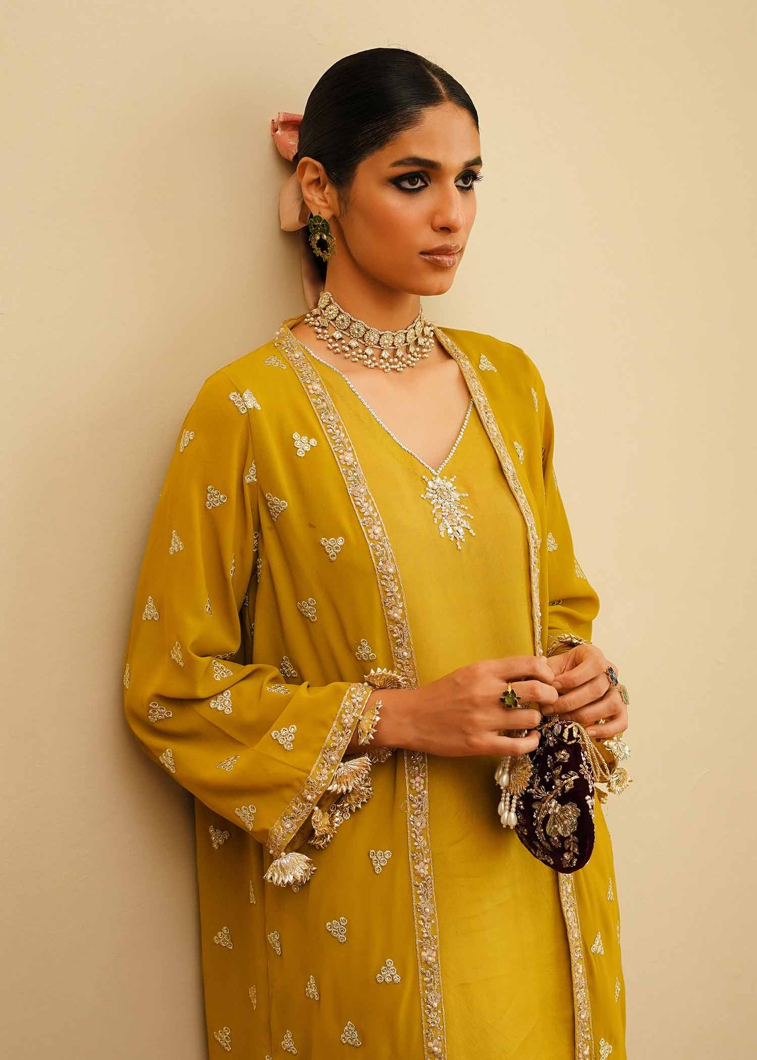 Mahgul | Eid Edit 2024 | Mustard Shine - by - Libasekhas UK - Registered Vendor of : Mahgul - 100% Original Designer Dresss