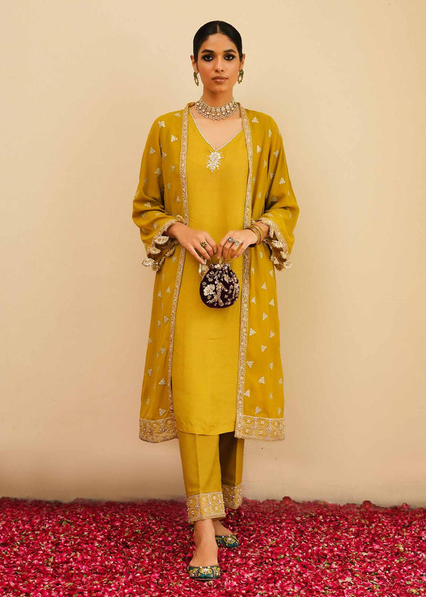 Mahgul | Eid Edit 2024 | Mustard Shine - by - Libasekhas UK - Registered Vendor of : Mahgul - 100% Original Designer Dresss