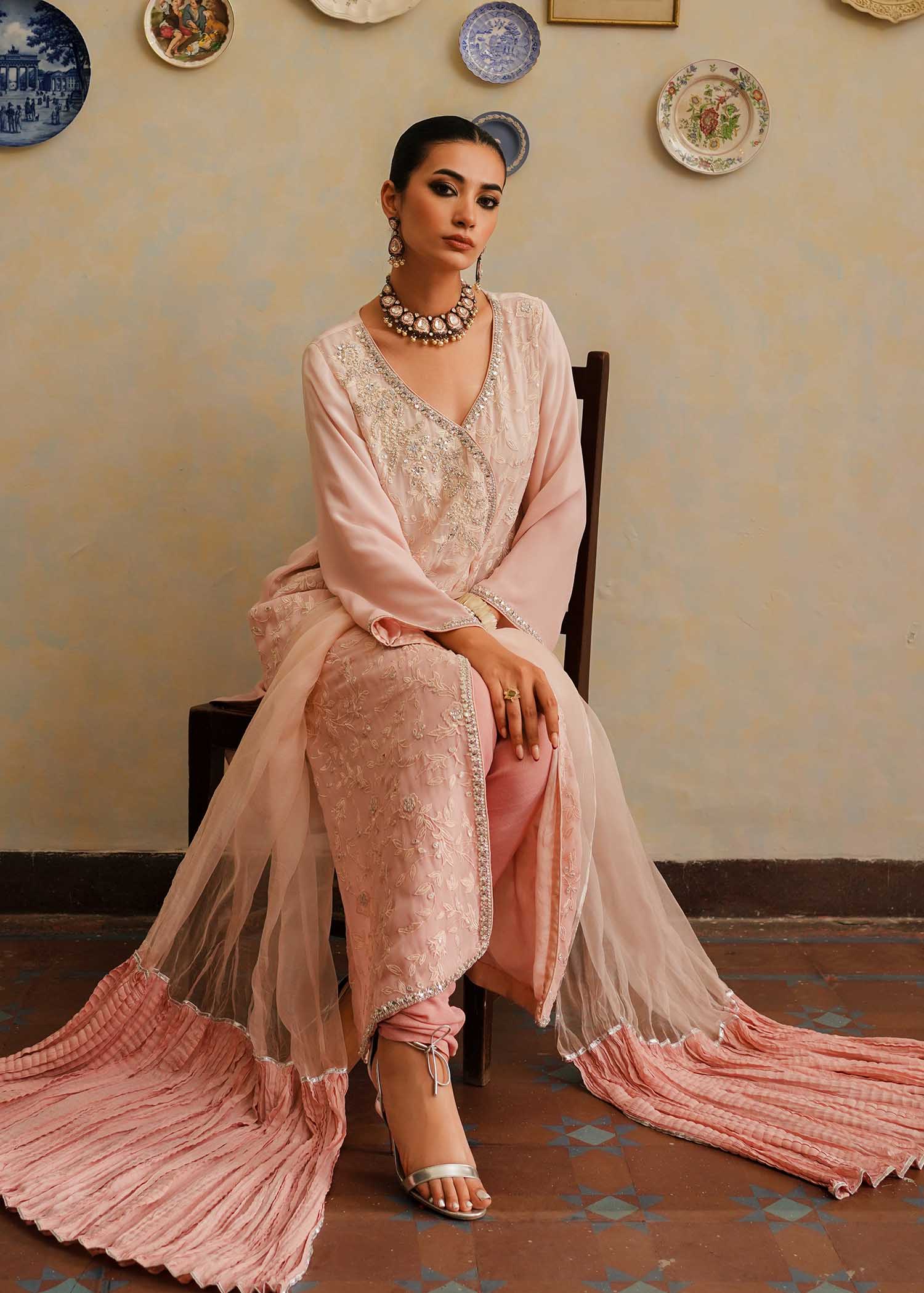 Mahgul | Eid Edit 2024 | Pink Shade - by - Libasekhas UK - Registered Vendor of : Mahgul - 100% Original Designer Dresss