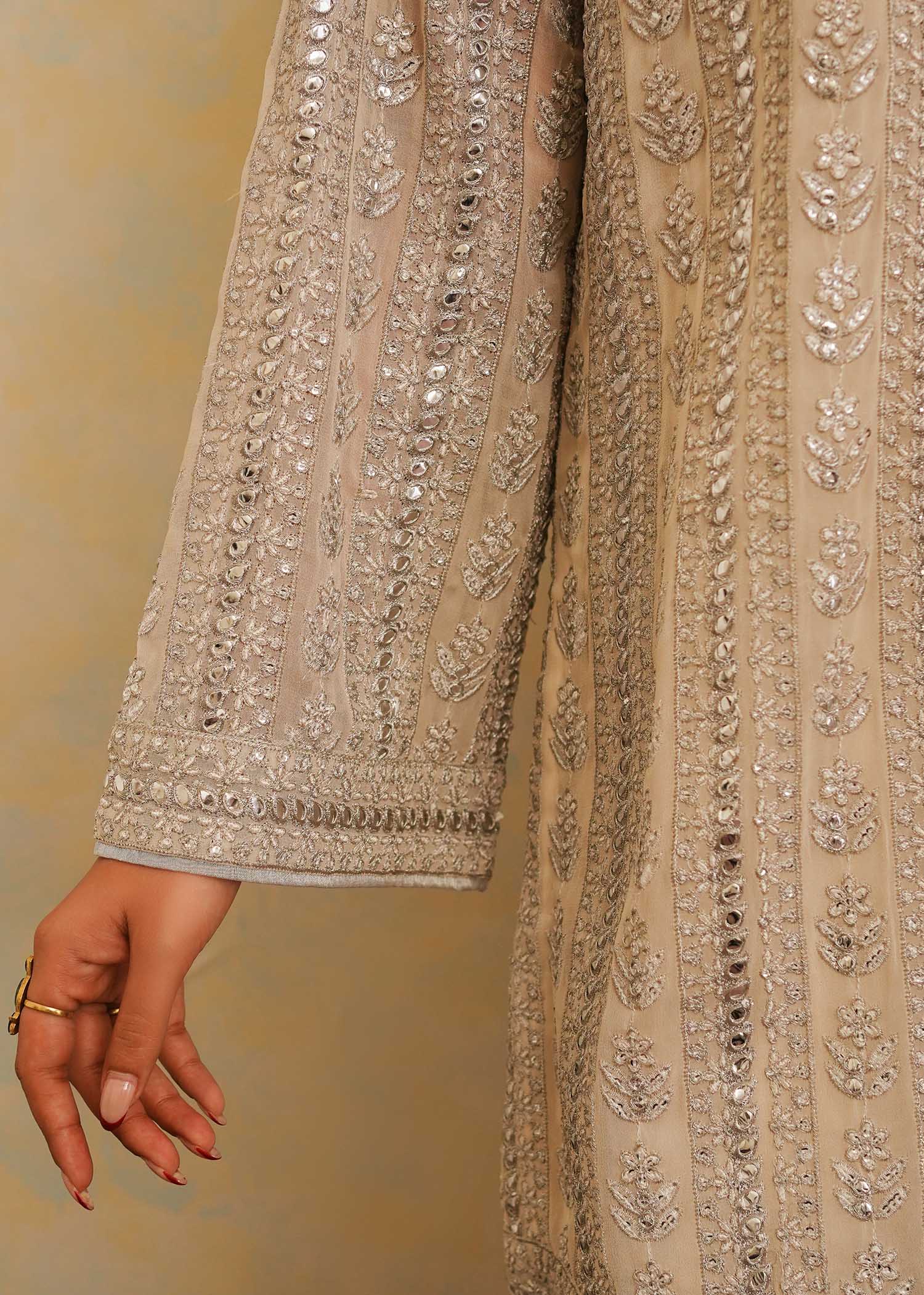 Mahgul | Eid Edit 2024 | Crushed Silver - by - Libasekhas UK - Registered Vendor of : Mahgul - 100% Original Designer Dresss