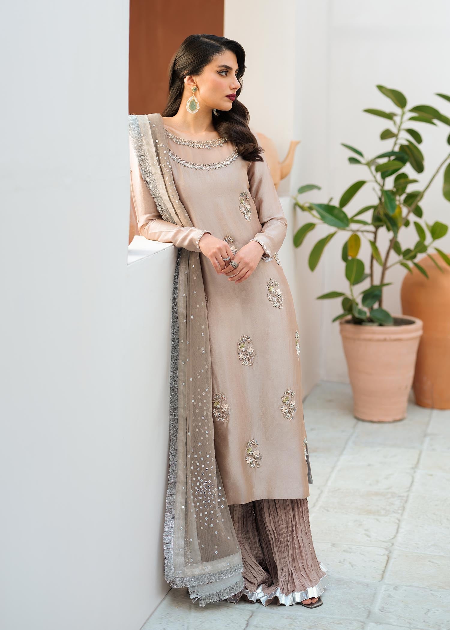 Mahum Asad | Raising The Bar | Sand - by - Libasekhas UK - Registered Vendor of : Mahum Asad - 100% Original Designer Dresss