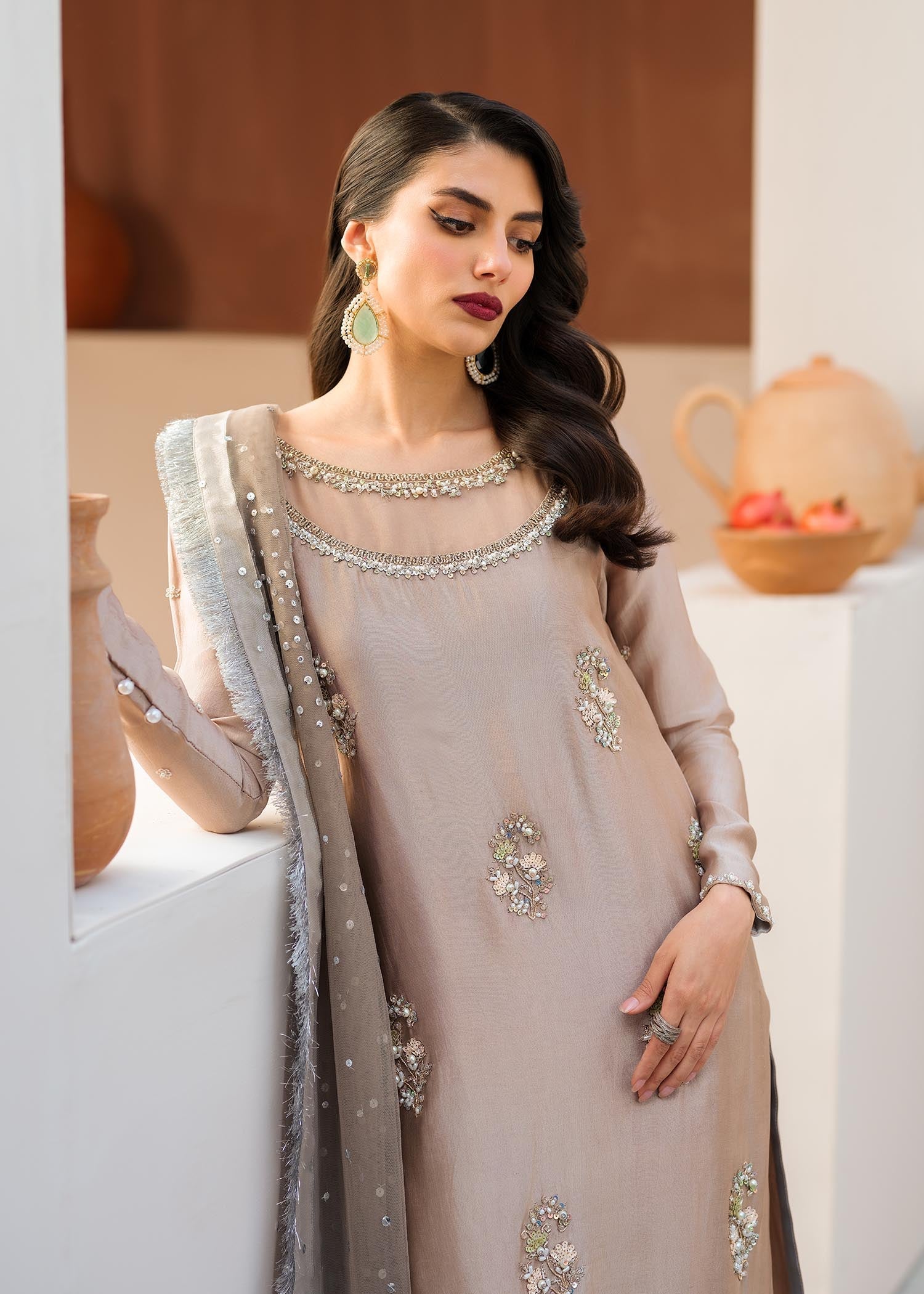 Mahum Asad | Raising The Bar | Sand - by - Libasekhas UK - Registered Vendor of : Mahum Asad - 100% Original Designer Dresss