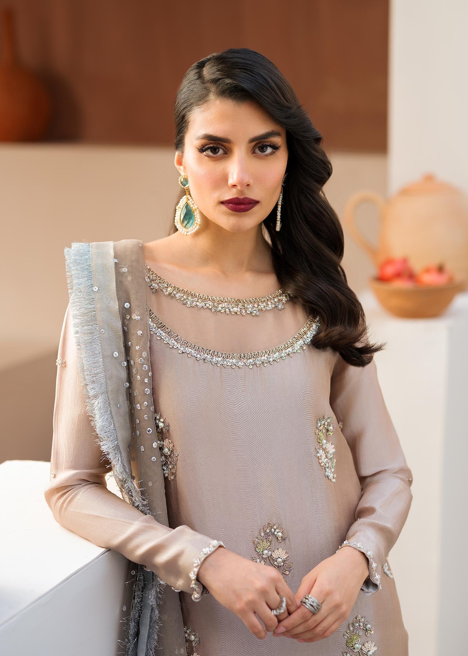 Mahum Asad | Raising The Bar | Sand - by - Libasekhas UK - Registered Vendor of : Mahum Asad - 100% Original Designer Dresss