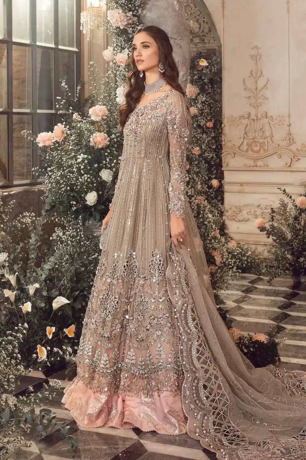Maria B | Mbroidered Wedding Edition 23 | Grey BD-2703 - by - Libasekhas UK - Registered Vendor of : Maria B - 100% Original Designer Dresss