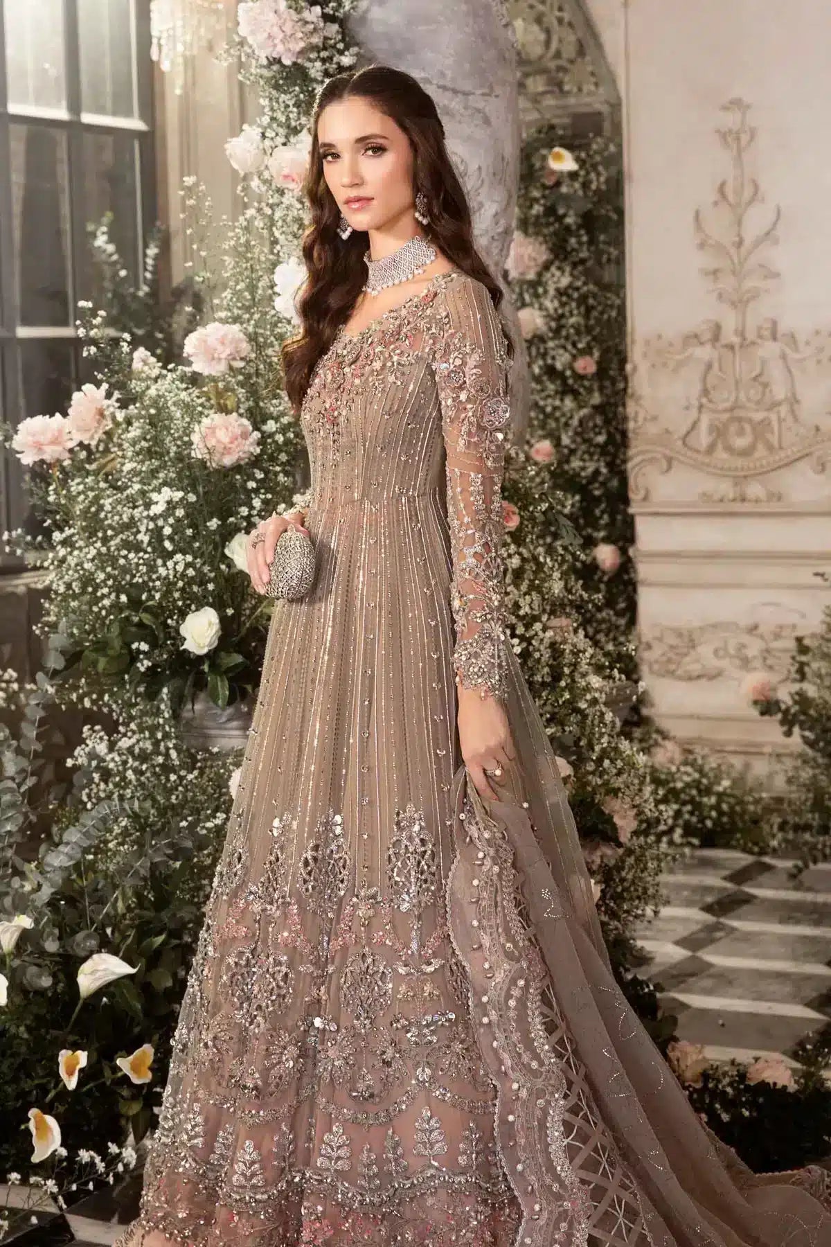 Maria B | Mbroidered Wedding Edition 23 | Grey BD-2703 - by - Libasekhas UK - Registered Vendor of : Maria B - 100% Original Designer Dresss