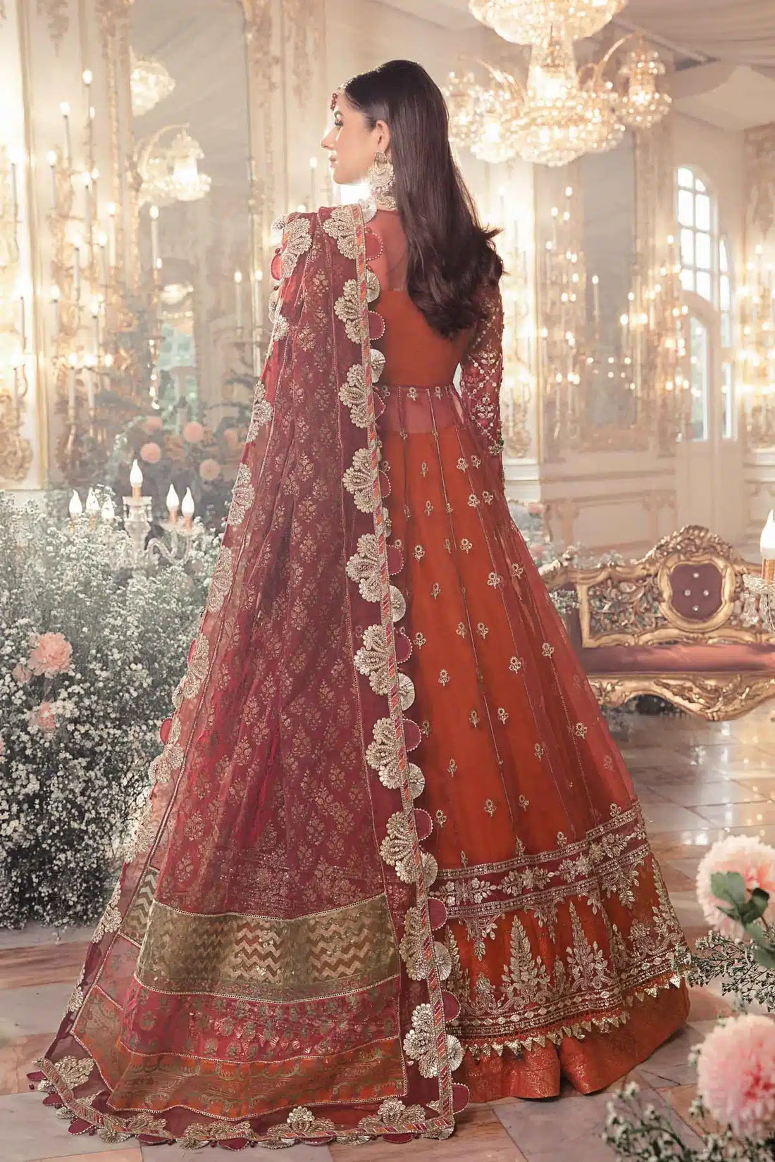 Maria B | Mbroidered Wedding Edition 23 | Maroon BD-2705 - by - Libasekhas UK - Registered Vendor of : Maria B - 100% Original Designer Dresss