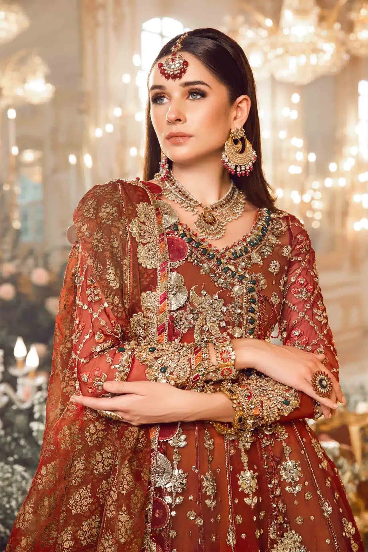 Maria B | Mbroidered Wedding Edition 23 | Maroon BD-2705 - by - Libasekhas UK - Registered Vendor of : Maria B - 100% Original Designer Dresss