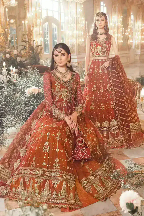 Maria B | Mbroidered Wedding Edition 23 | Maroon BD-2705 - by - Libasekhas UK - Registered Vendor of : Maria B - 100% Original Designer Dresss