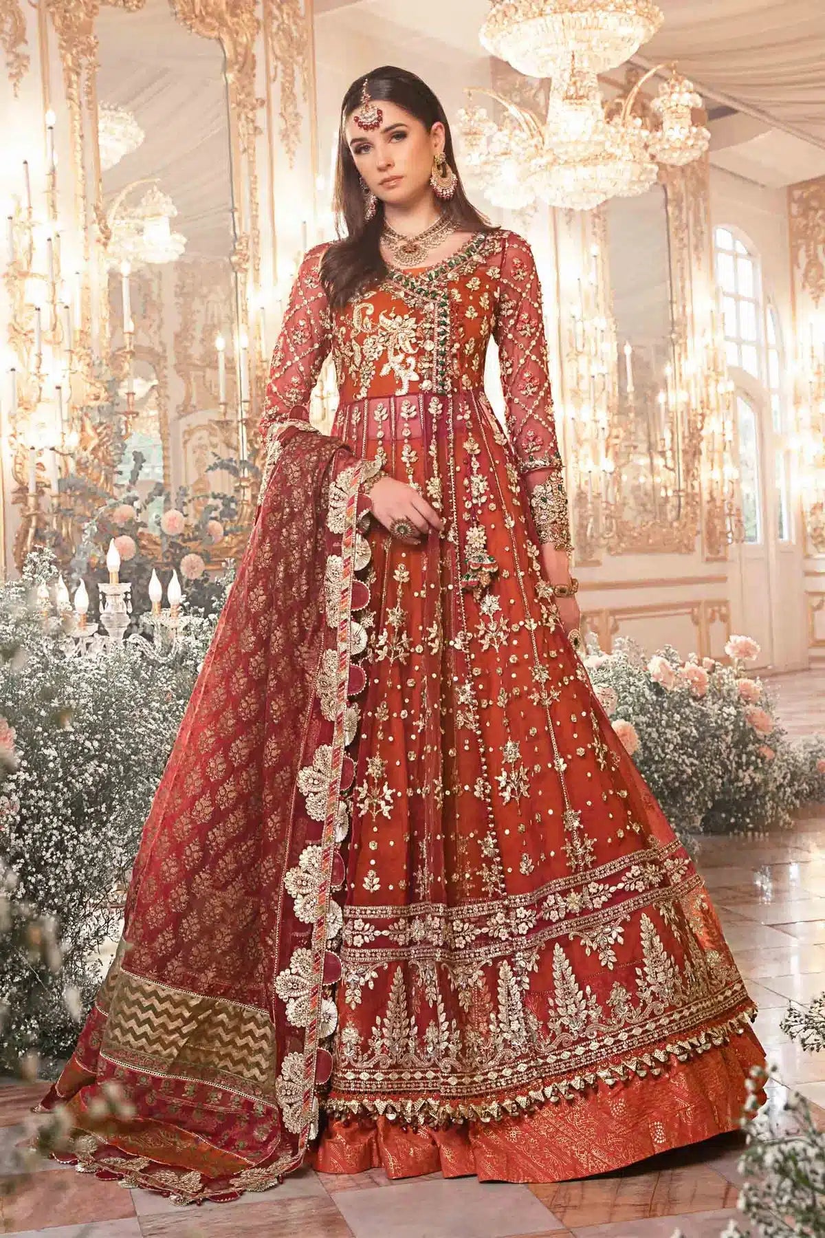 Maria B | Mbroidered Wedding Edition 23 | Maroon BD-2705 - by - Libasekhas UK - Registered Vendor of : Maria B - 100% Original Designer Dresss