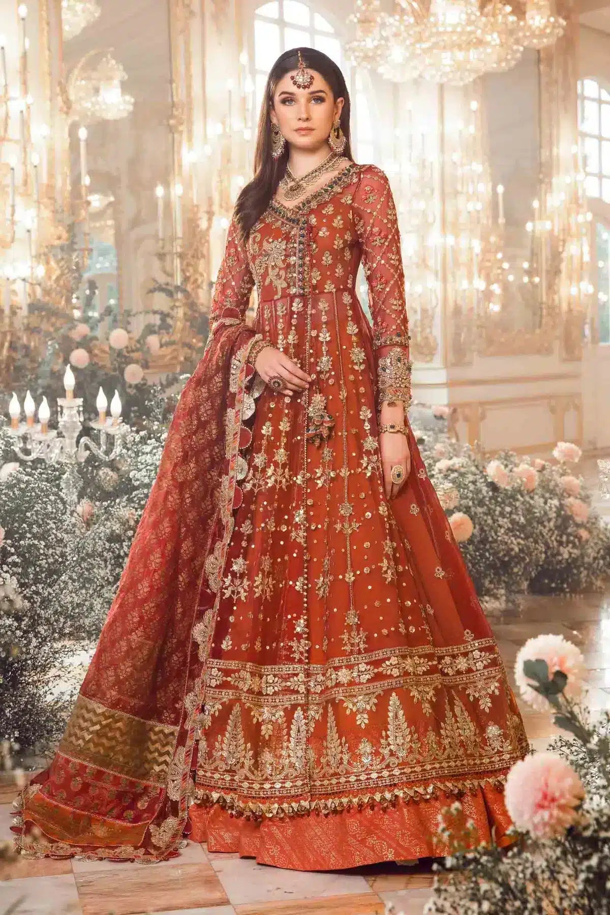 Maria B | Mbroidered Wedding Edition 23 | Maroon BD-2705 - by - Libasekhas UK - Registered Vendor of : Maria B - 100% Original Designer Dresss
