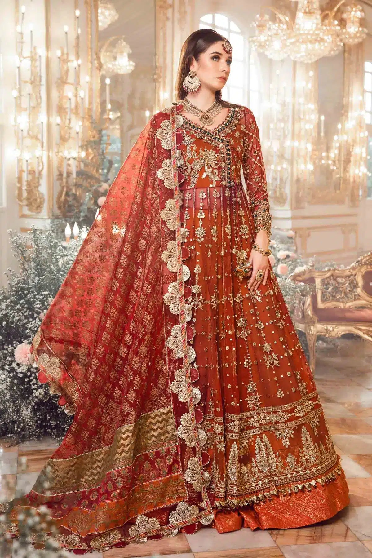 Maria B | Mbroidered Wedding Edition 23 | Maroon BD-2705 - by - Libasekhas UK - Registered Vendor of : Maria B - 100% Original Designer Dresss