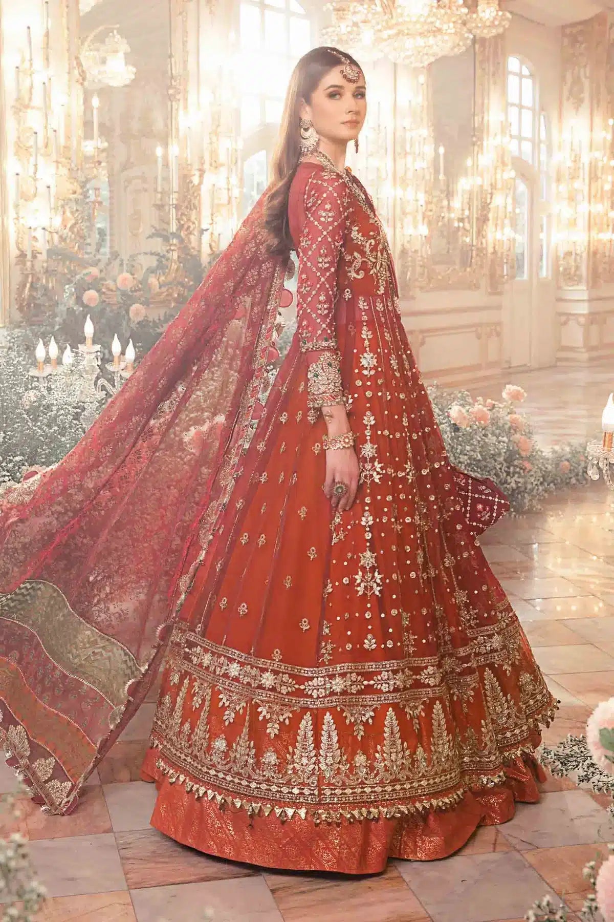 Maria B | Mbroidered Wedding Edition 23 | Maroon BD-2705 - by - Libasekhas UK - Registered Vendor of : Maria B - 100% Original Designer Dresss
