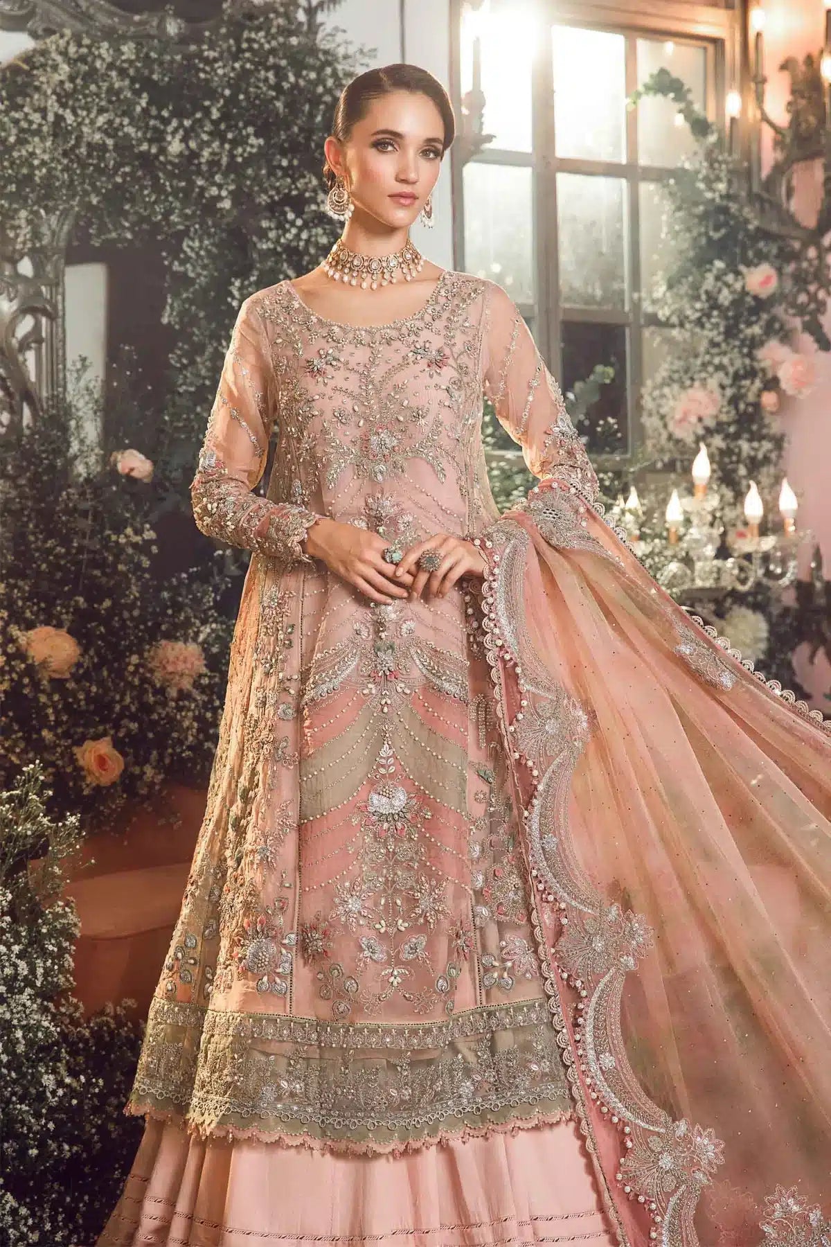 Maria B | Mbroidered Wedding Edition 23 | Pastel Pink BD-2706 - by - Libasekhas UK - Registered Vendor of : Maria B - 100% Original Designer Dresss
