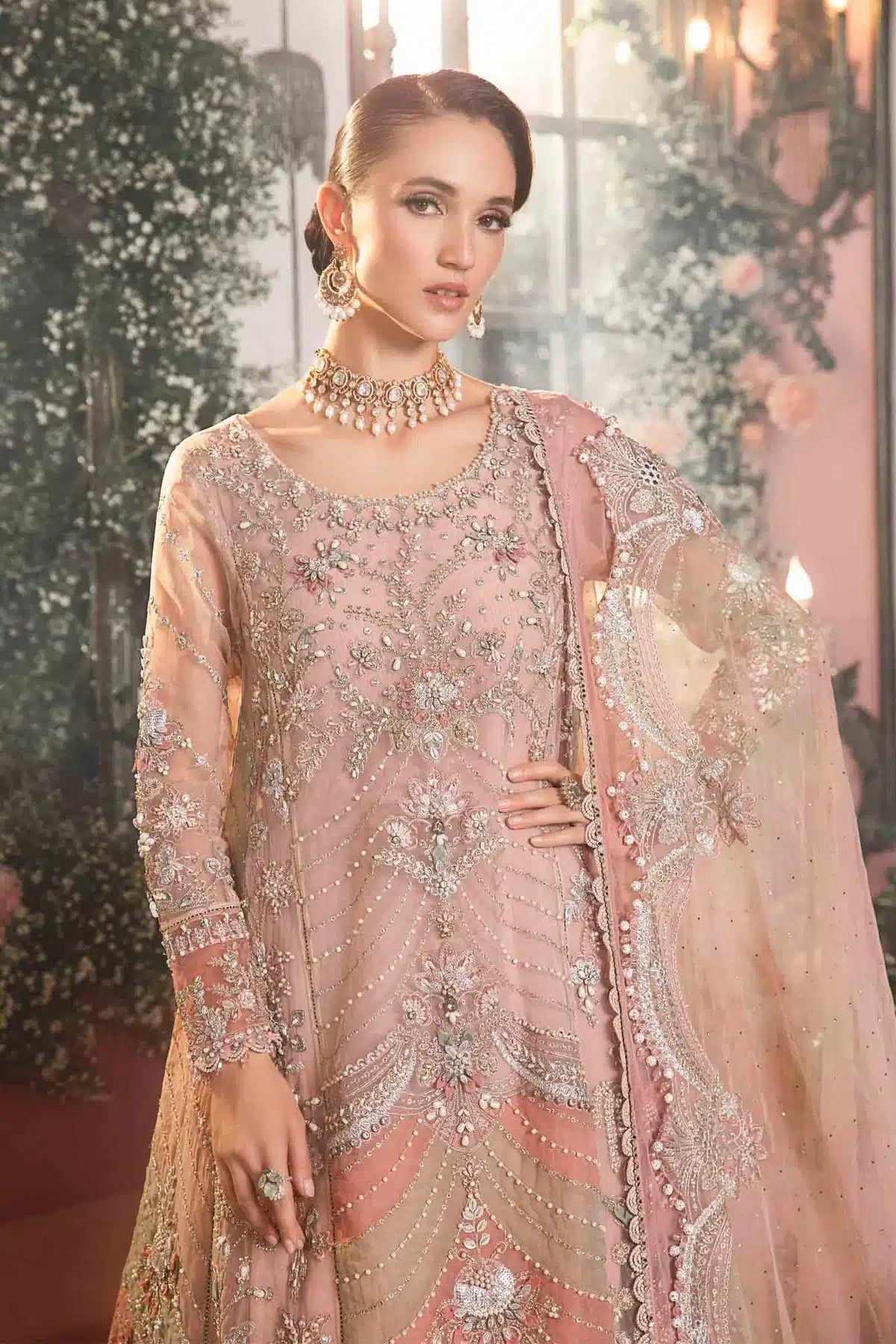 Maria B | Mbroidered Wedding Edition 23 | Pastel Pink BD-2706 - by - Libasekhas UK - Registered Vendor of : Maria B - 100% Original Designer Dresss