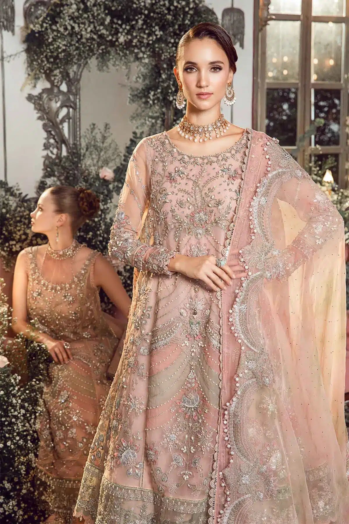 Maria B | Mbroidered Wedding Edition 23 | Pastel Pink BD-2706 - by - Libasekhas UK - Registered Vendor of : Maria B - 100% Original Designer Dresss