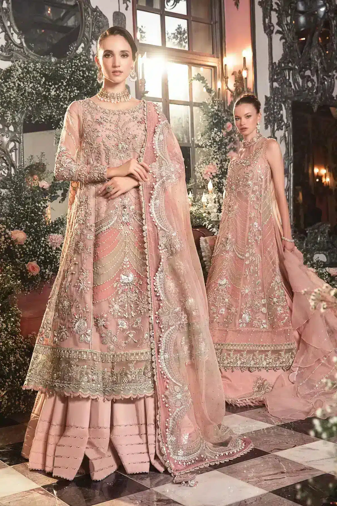 Maria B | Mbroidered Wedding Edition 23 | Pastel Pink BD-2706 - by - Libasekhas UK - Registered Vendor of : Maria B - 100% Original Designer Dresss