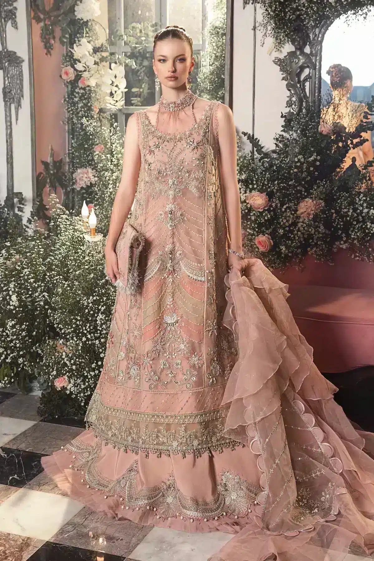 Maria B | Mbroidered Wedding Edition 23 | Pastel Pink BD-2706 - by - Libasekhas UK - Registered Vendor of : Maria B - 100% Original Designer Dresss