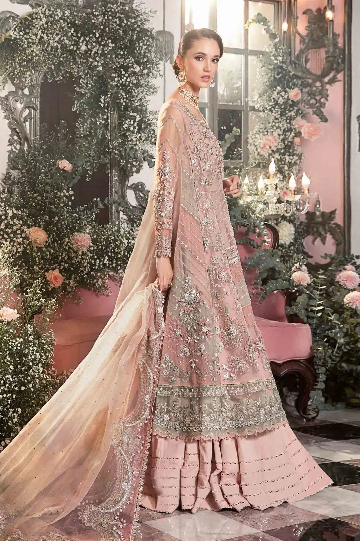 Maria B | Mbroidered Wedding Edition 23 | Pastel Pink BD-2706 - by - Libasekhas UK - Registered Vendor of : Maria B - 100% Original Designer Dresss