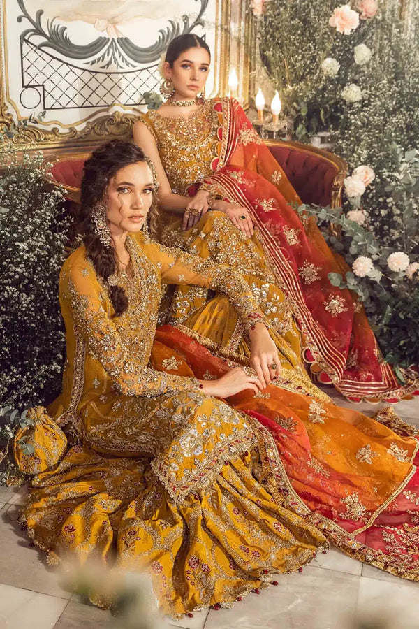 Maria B | Mbroidered Wedding Edition 23 | Mustard BD-2707 - by - Libasekhas UK - Registered Vendor of : Maria B - 100% Original Designer Dresss
