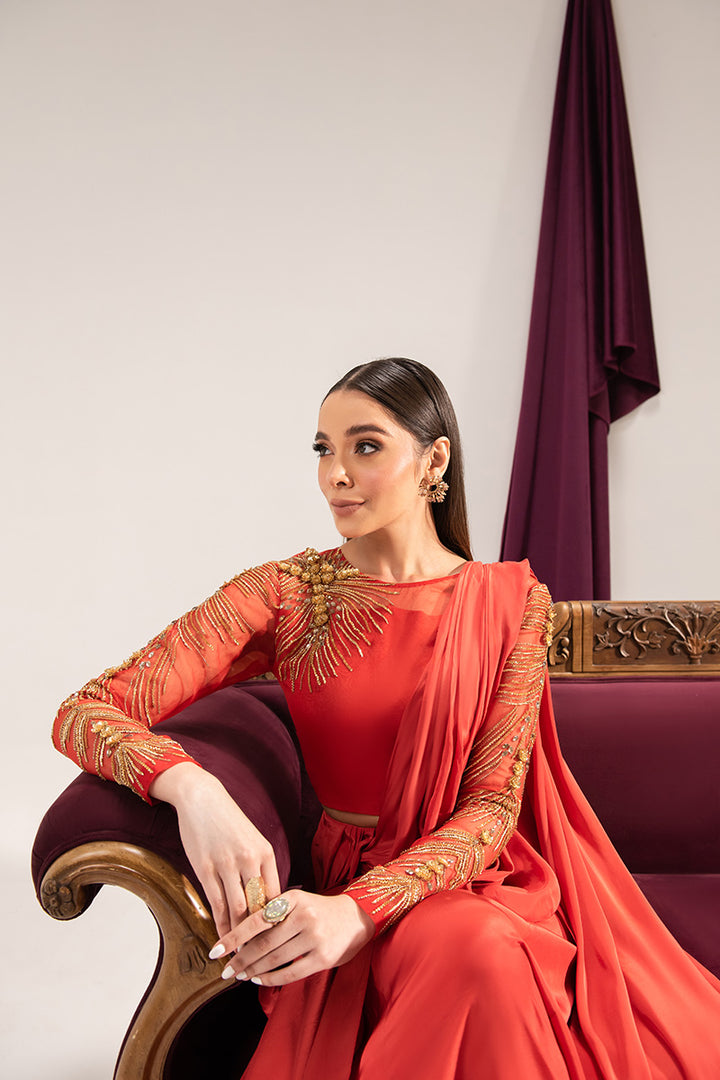 Maria Osama Khan | Tiffany Formals | Carnelian - by - Libasekhas UK - Registered Vendor of : Maria Osama Khan - 100% Original Designer Dresss