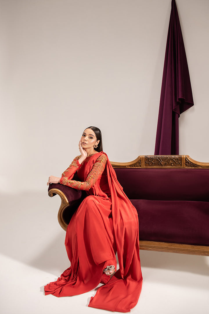 Maria Osama Khan | Tiffany Formals | Carnelian - by - Libasekhas UK - Registered Vendor of : Maria Osama Khan - 100% Original Designer Dresss