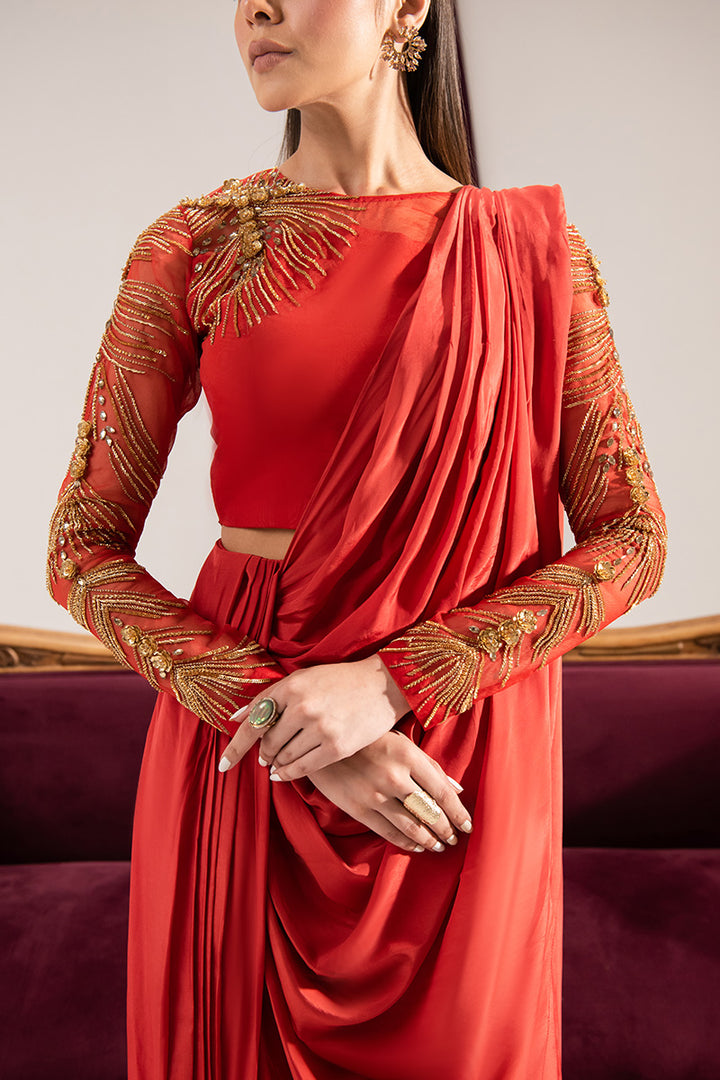 Maria Osama Khan | Tiffany Formals | Carnelian - by - Libasekhas UK - Registered Vendor of : Maria Osama Khan - 100% Original Designer Dresss