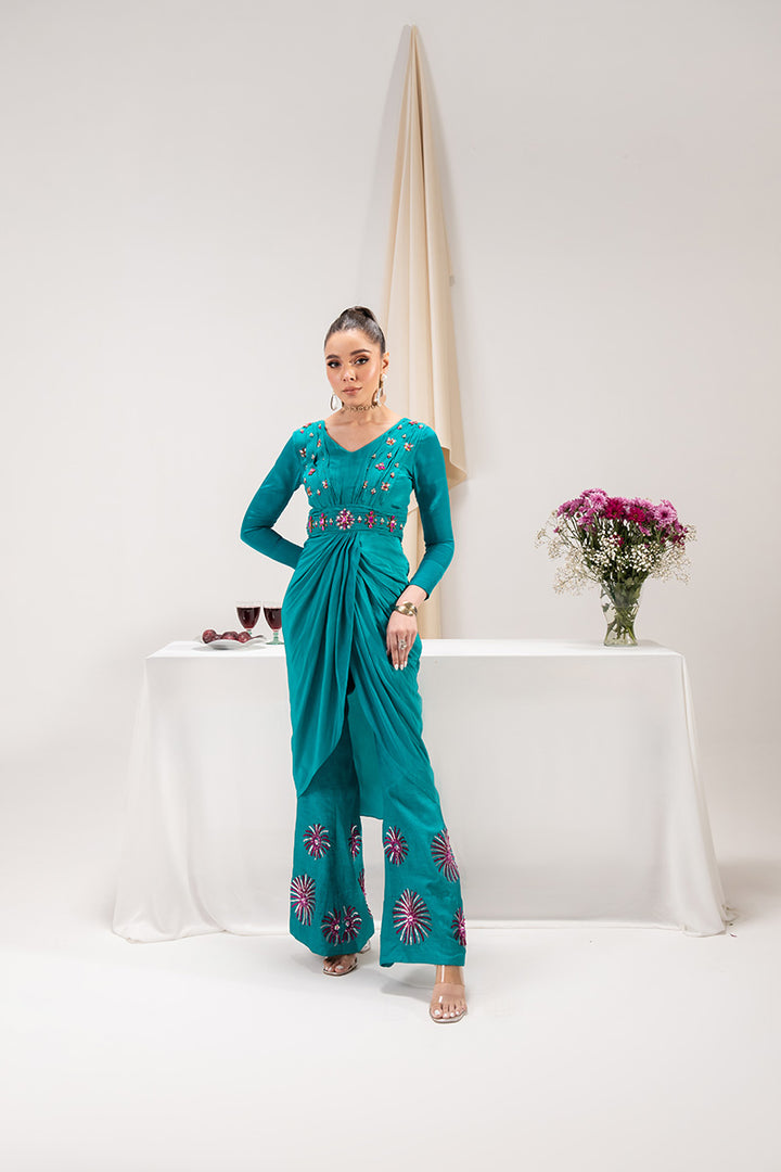 Maria Osama Khan | Tiffany Formals | Aquamarine - by - Libasekhas UK - Registered Vendor of : Maria Osama Khan - 100% Original Designer Dresss